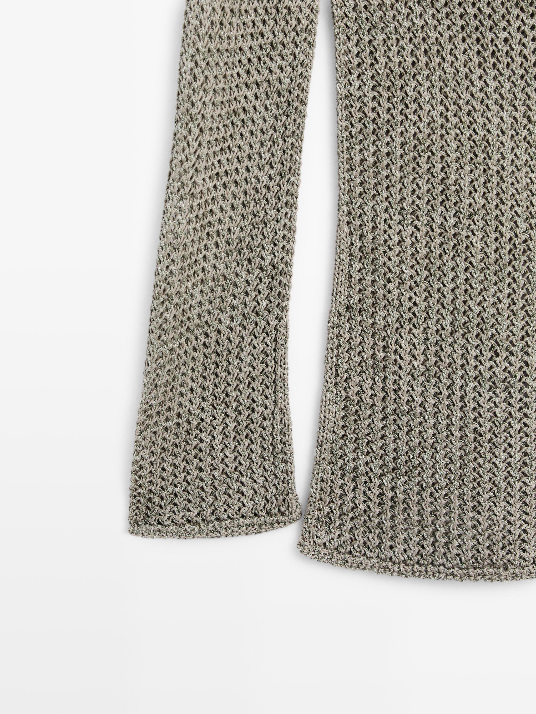 Pull en maille ajourée de coton mélangé